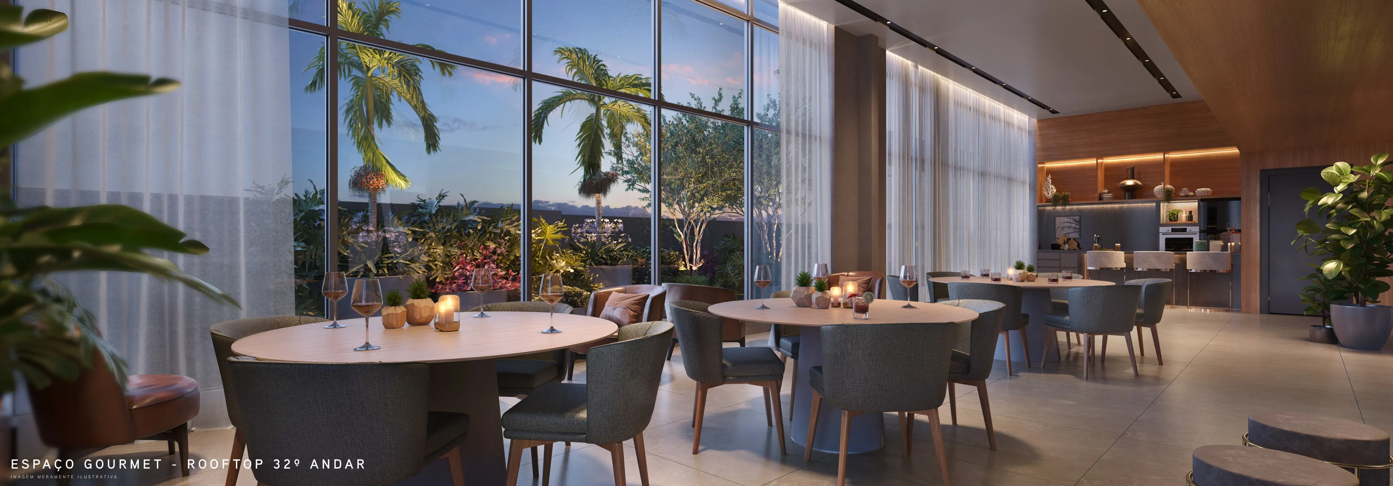 Espaço gourmet com churrasqueira e área de convivência - Beyond Residence