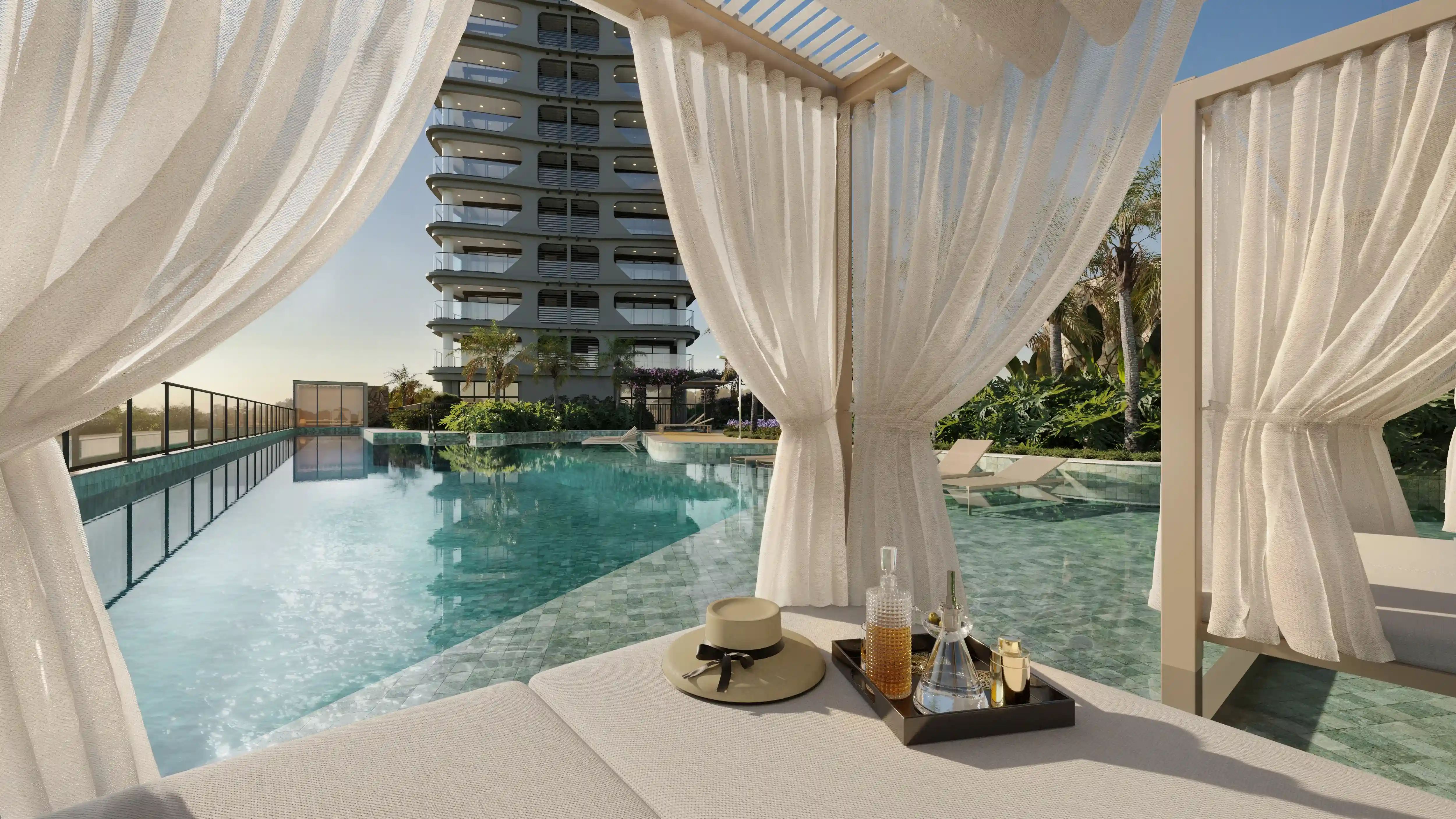 Piscina adulto com área de lazer - Square Design Residence