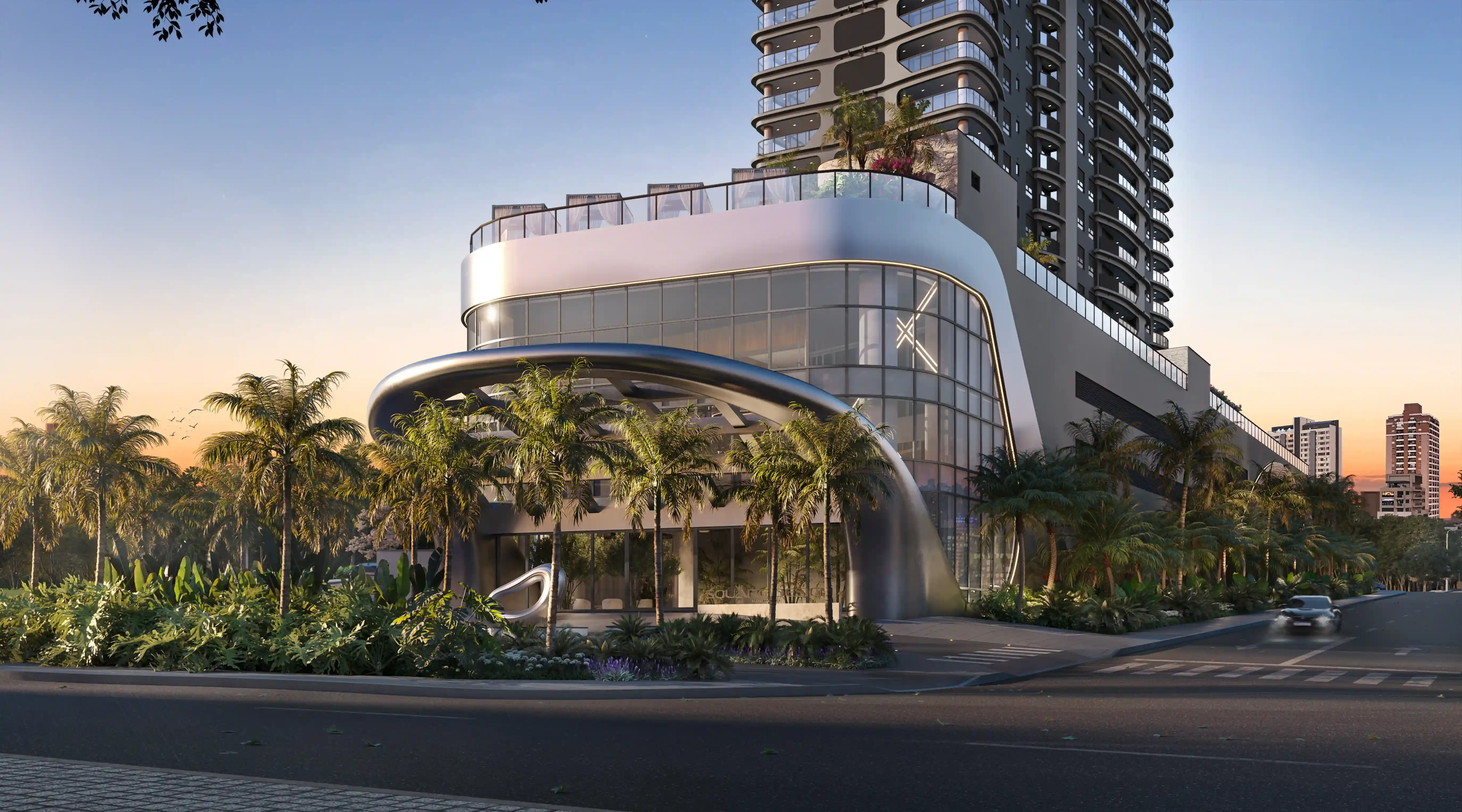 Portaria moderna com design sofisticado - Square Design Residence