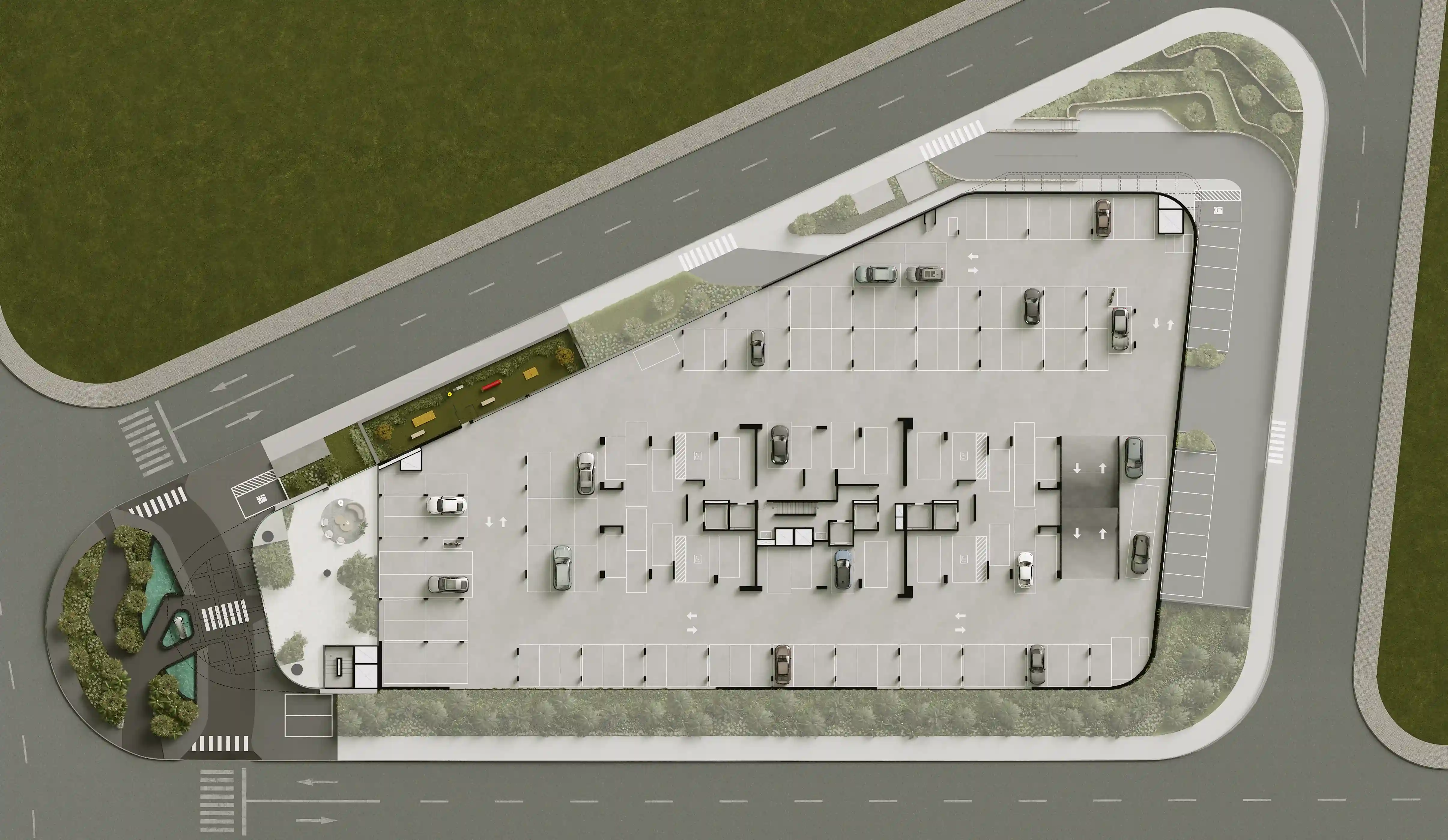 Planta do 1º Subsolo - Garagem e depósitos