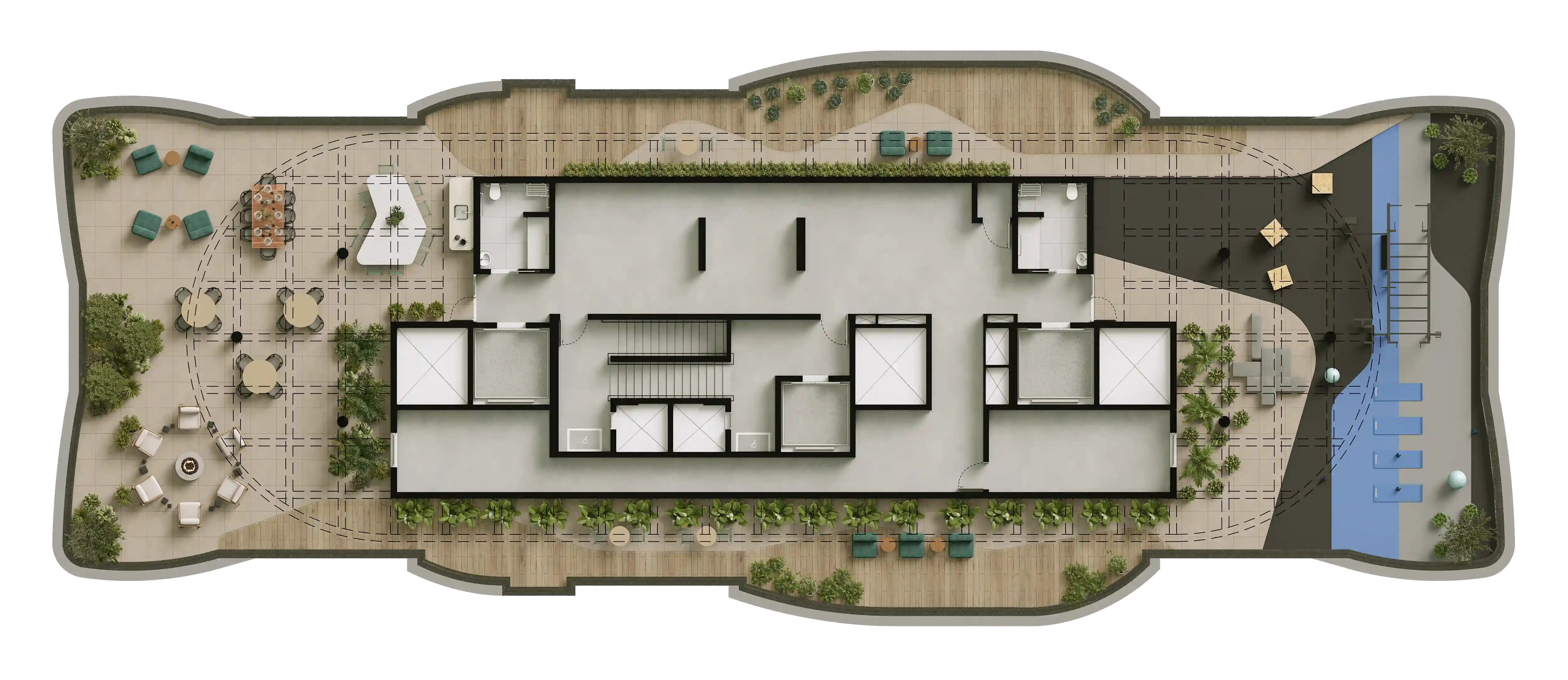 Planta do Rooftop - Terraço com vista panorâmica